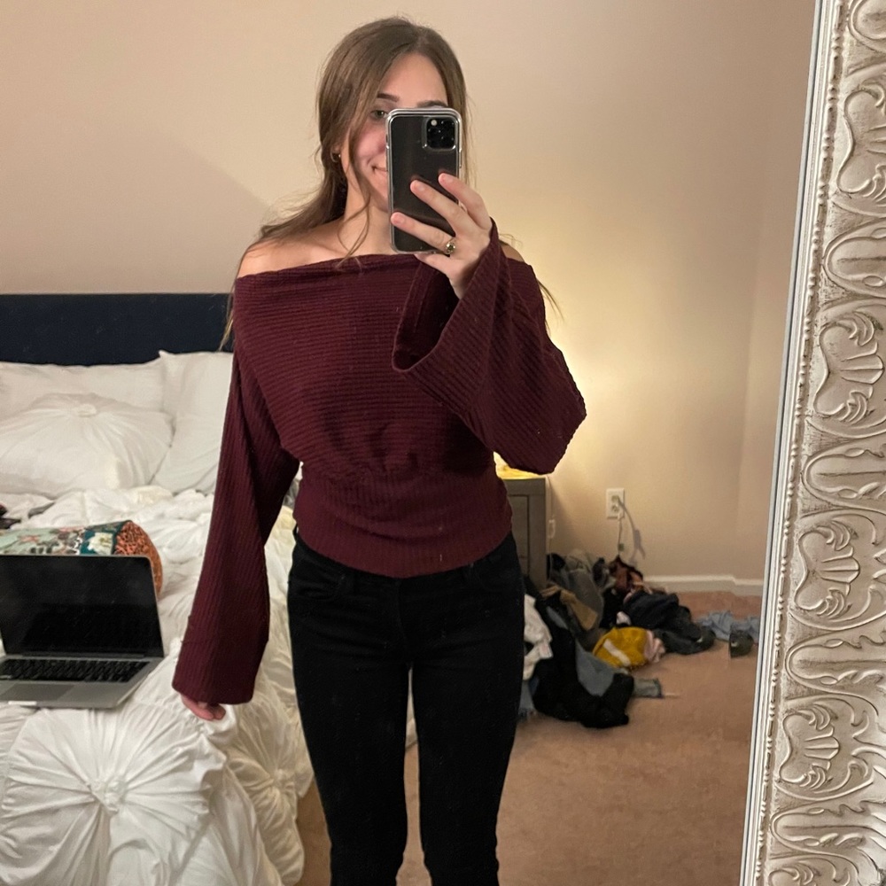 Free People Burgundy Sweater